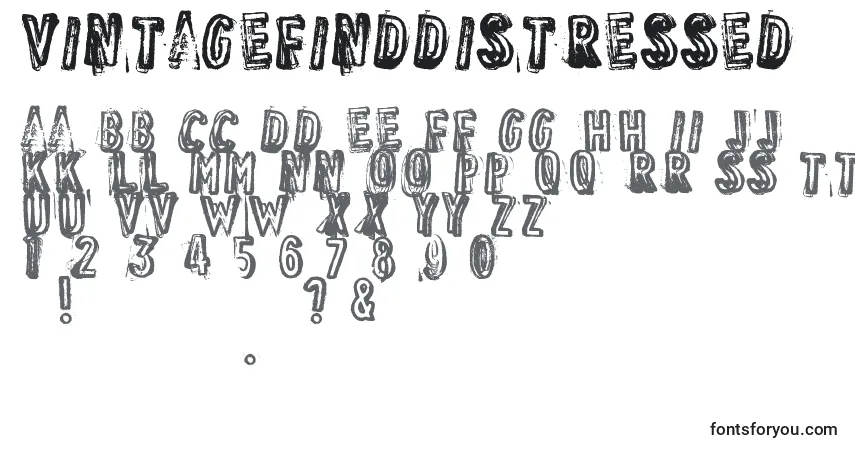 Czcionka VintageFindDistressed – alfabet, cyfry, specjalne znaki