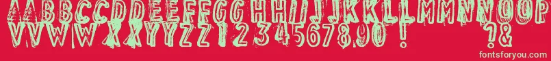 VintageFindDistressed Font – Green Fonts on Red Background