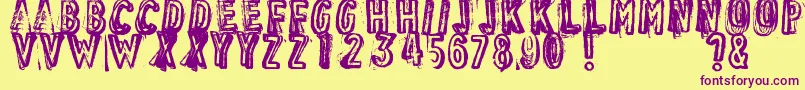 VintageFindDistressed Font – Purple Fonts on Yellow Background