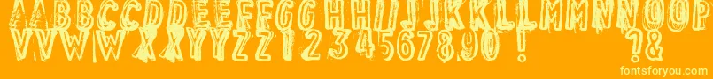 VintageFindDistressed Font – Yellow Fonts on Orange Background