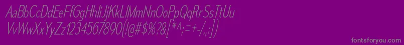 MesmerizeCdElIt-Schriftart – Graue Schriften auf violettem Hintergrund