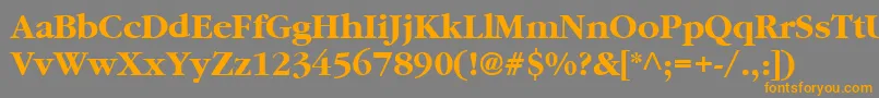 フォントSaturnBold – オレンジの文字は灰色の背景にあります。