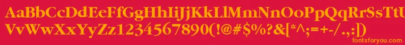 フォントSaturnBold – 赤い背景にオレンジの文字