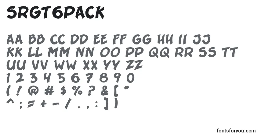 Czcionka Srgt6pack – alfabet, cyfry, specjalne znaki