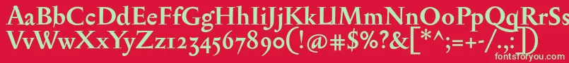 フォントSerapionosfBold – 赤い背景に緑の文字