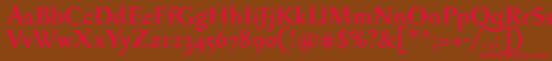 フォントSerapionosfBold – 赤い文字が茶色の背景にあります。