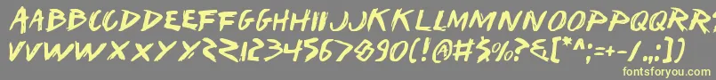 Iwantv2-Schriftart – Gelbe Schriften auf grauem Hintergrund