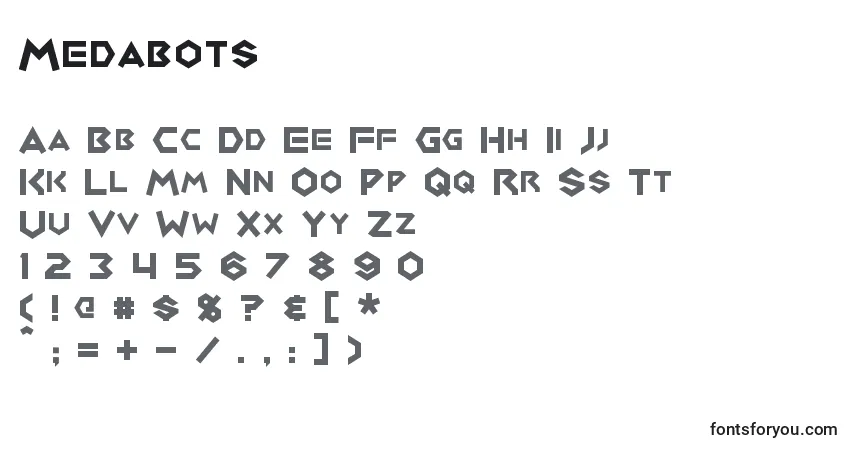 A fonte Medabots – alfabeto, números, caracteres especiais
