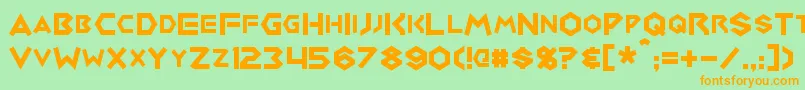 Medabots-Schriftart – Orangefarbene Schriften auf grünem Hintergrund
