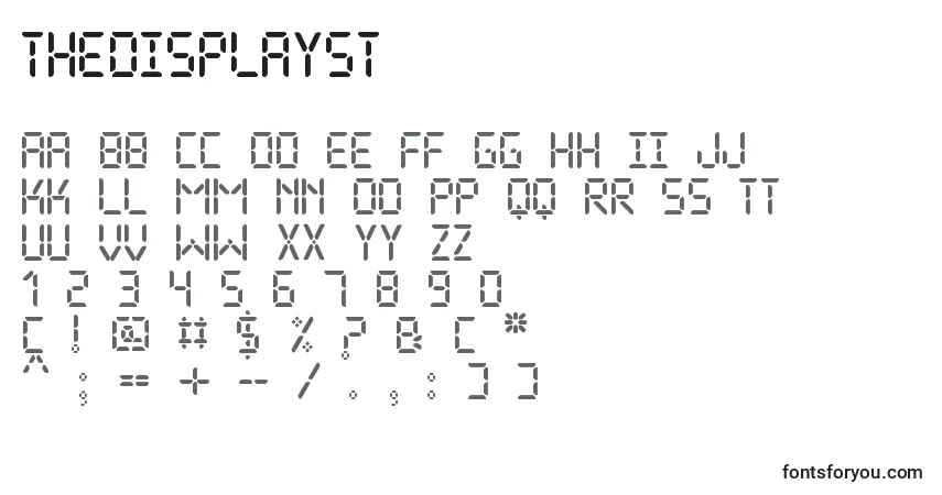 Czcionka TheDisplaySt – alfabet, cyfry, specjalne znaki