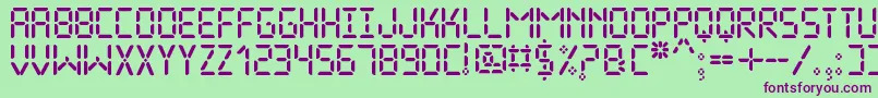 Czcionka TheDisplaySt – fioletowe czcionki na zielonym tle