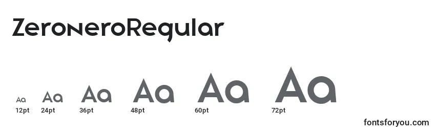 Размеры шрифта ZeroneroRegular