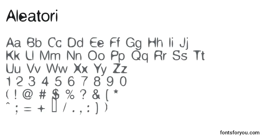 Czcionka Aleatori – alfabet, cyfry, specjalne znaki