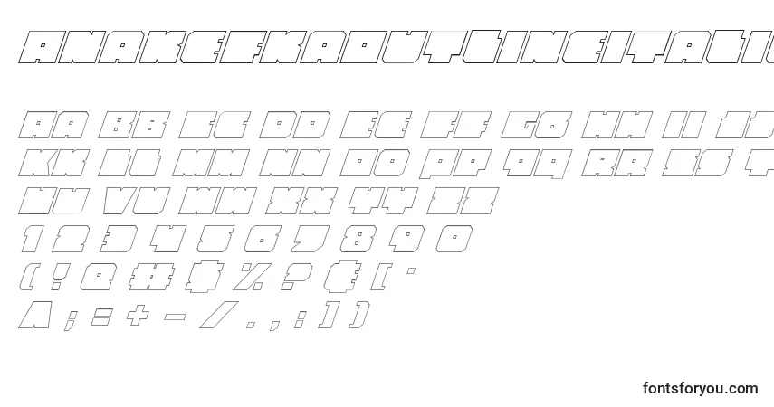 Шрифт AnakefkaOutlineItalic – алфавит, цифры, специальные символы