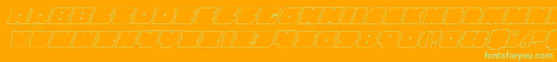 AnakefkaOutlineItalic-Schriftart – Grüne Schriften auf orangefarbenem Hintergrund