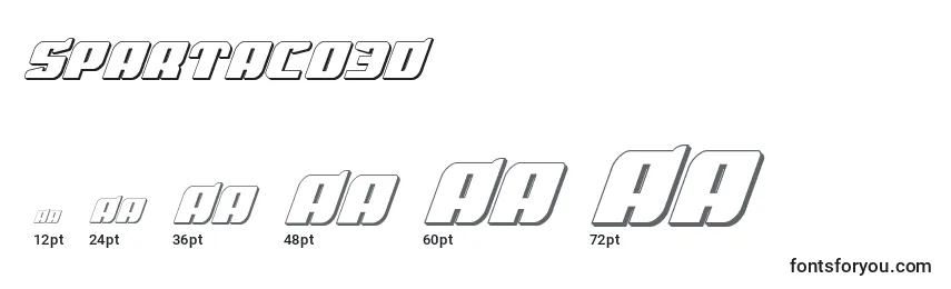 Размеры шрифта Spartaco3D
