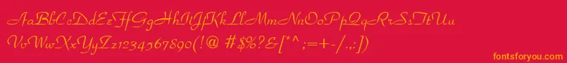 フォントParadisn – 赤い背景にオレンジの文字