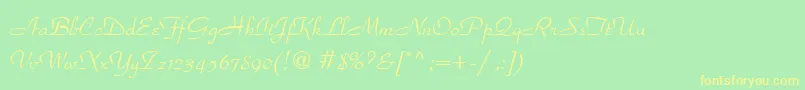 フォントParadisn – 黄色の文字が緑の背景にあります