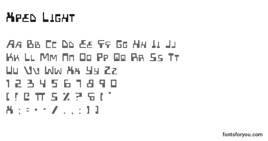 Schriftart Xped Light – Alphabet, Zahlen, spezielle Symbole