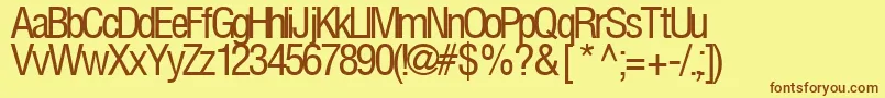 Weitere Informationen zur FirstRegularTtstd-Schriftart FirstRegularTtstd-Schriftart – Braune Schriften auf gelbem Hintergrund