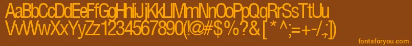 FirstRegularTtstd-Schriftart – Orangefarbene Schriften auf braunem Hintergrund