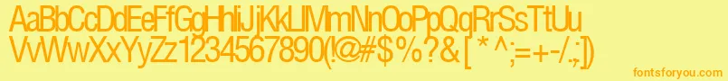 FirstRegularTtstd-Schriftart – Orangefarbene Schriften auf gelbem Hintergrund
