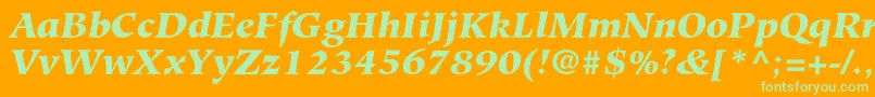 HiroshigestdBlackitalic-Schriftart – Grüne Schriften auf orangefarbenem Hintergrund