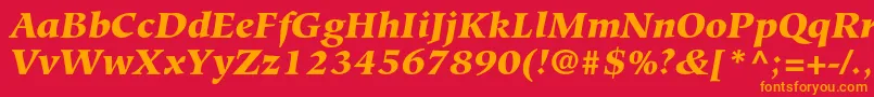 フォントHiroshigestdBlackitalic – 赤い背景にオレンジの文字