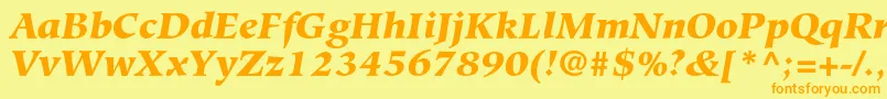 Fonte HiroshigestdBlackitalic – fontes laranjas em um fundo amarelo