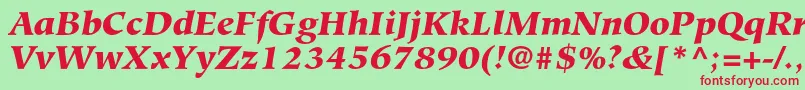 HiroshigestdBlackitalic Font – Red Fonts on Green Background