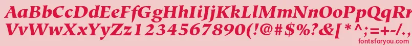 Fonte HiroshigestdBlackitalic – fontes vermelhas em um fundo rosa