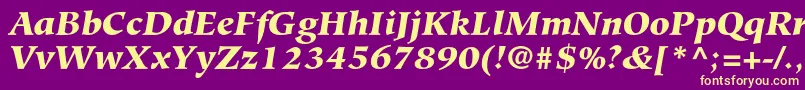 Fonte HiroshigestdBlackitalic – fontes amarelas em um fundo roxo