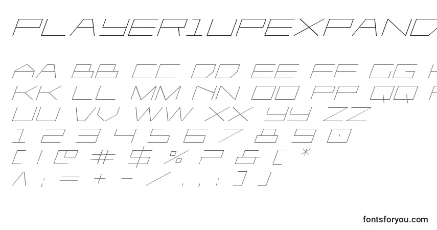 A fonte Player1upexpandital – alfabeto, números, caracteres especiais
