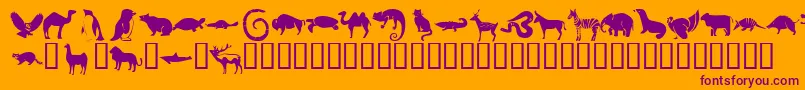 KrMenagerie-Schriftart – Violette Schriften auf orangefarbenem Hintergrund