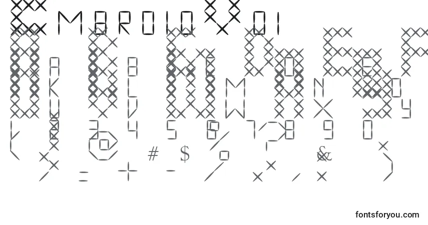 Schriftart EmbroidV01 – Alphabet, Zahlen, spezielle Symbole