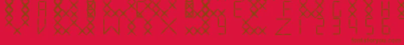 EmbroidV01 Font – Brown Fonts on Red Background