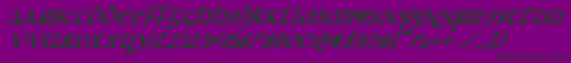 Foucaultboldital-Schriftart – Schwarze Schriften auf violettem Hintergrund