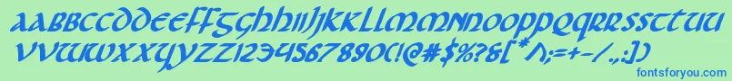 Foucaultboldital Font – Blue Fonts on Green Background