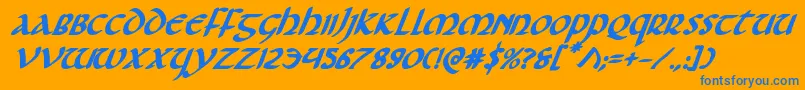 Foucaultboldital Font – Blue Fonts on Orange Background