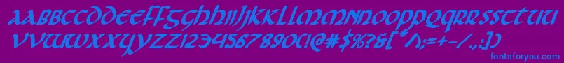 Foucaultboldital Font – Blue Fonts on Purple Background