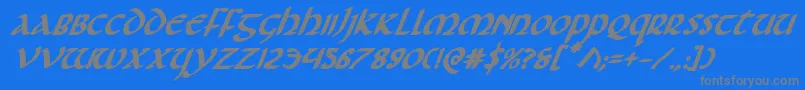 Foucaultboldital Font – Gray Fonts on Blue Background