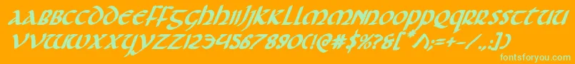 Foucaultboldital Font – Green Fonts on Orange Background