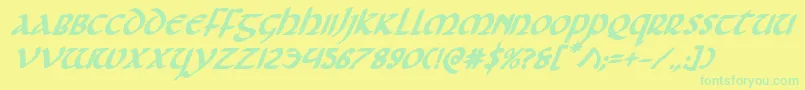 Foucaultboldital Font – Green Fonts on Yellow Background