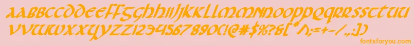 Foucaultboldital Font – Orange Fonts on Pink Background