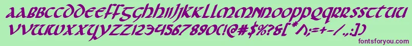 Foucaultboldital Font – Purple Fonts on Green Background