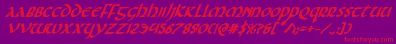 Foucaultboldital-Schriftart – Rote Schriften auf violettem Hintergrund