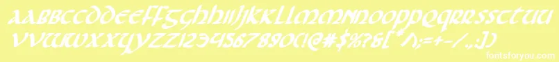 Foucaultboldital Font – White Fonts on Yellow Background