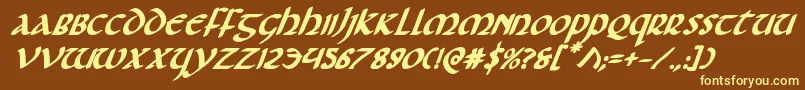 Foucaultboldital Font – Yellow Fonts on Brown Background