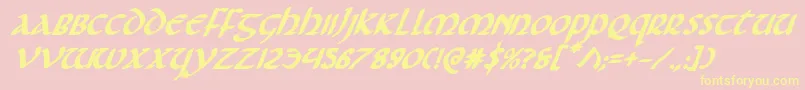 Foucaultboldital-Schriftart – Gelbe Schriften auf rosa Hintergrund