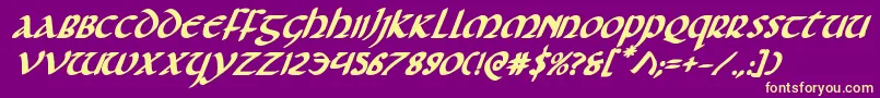 Foucaultboldital Font – Yellow Fonts on Purple Background